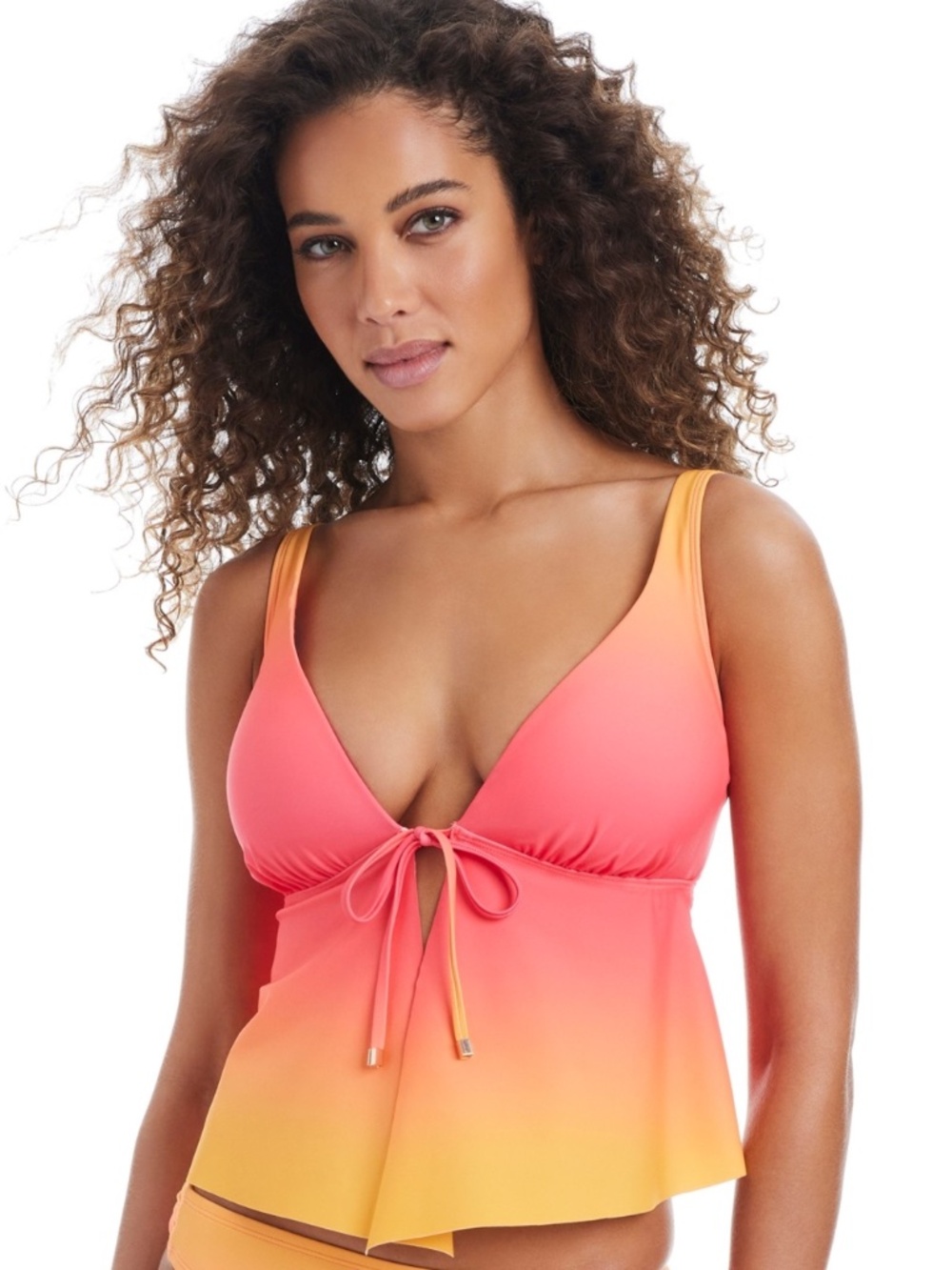 Bar Iii Women's Day Club Ombre Tunnel Fly Away Tankini Top,Punch It up